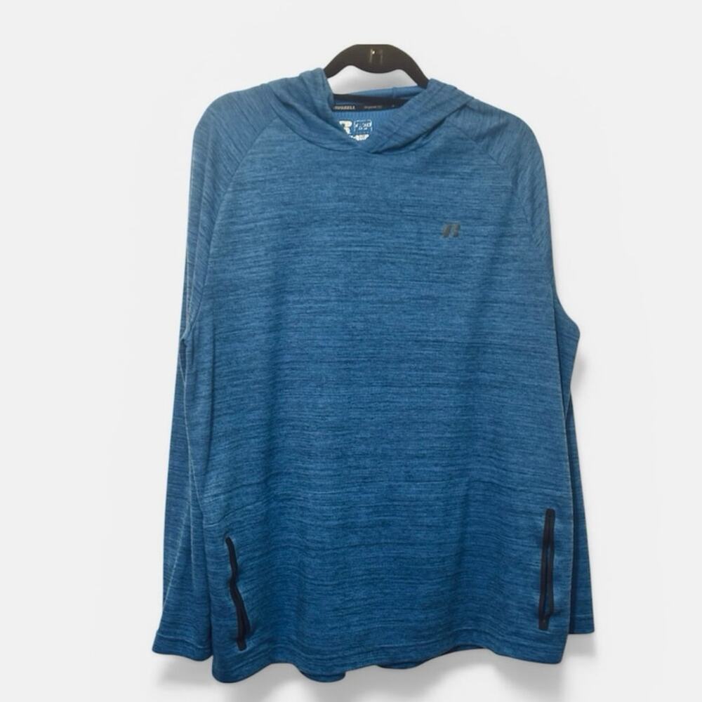 Russell Athletic Dri Fit Blue Pullover Hoodie with slot pockets XL